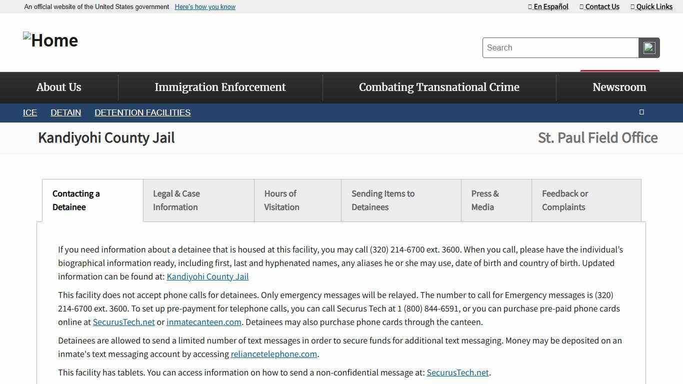 Kandiyohi County Jail | ICE