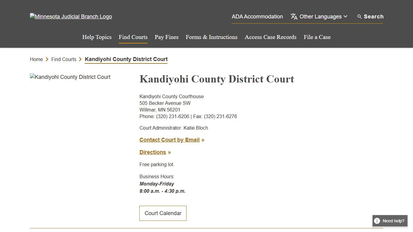 Kandiyohi County District Court